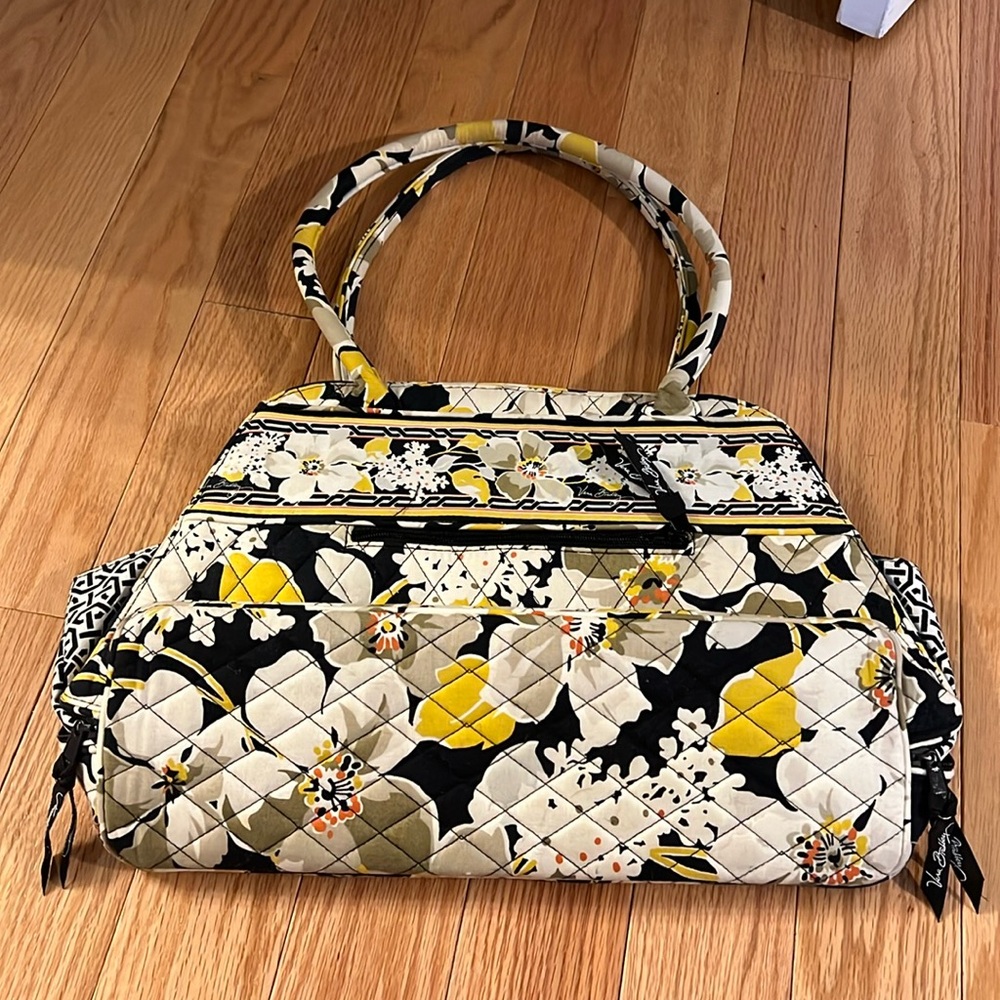 Vera Bradley  Shoulder Bag Purse Black Yellow  Print